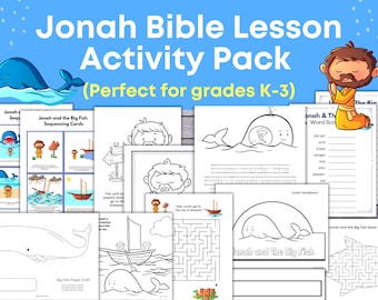 Jonah and the Big Fish Bible Story, Jonah activities and games, Jonah and the Whale Craft, Kids Bible Class, Sunday School Lesson Plans