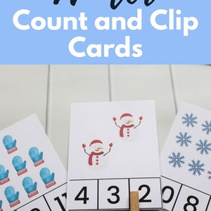 Winter Count Clip Cards, Montessori Math printable, homeschooling, Counting Clip Cards, Kindergarten math, preschool math, counting activity image 3