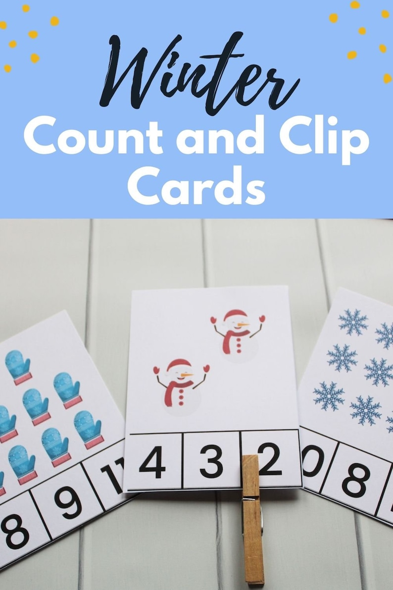 Winter Count Clip Cards, Montessori Math printable, homeschooling, Counting Clip Cards, Kindergarten math, preschool math, counting activity image 3