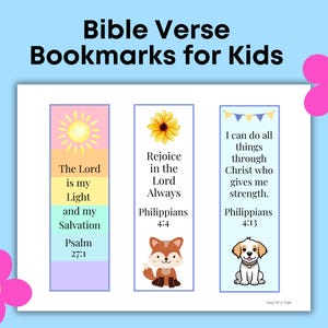 Bible Verse Bookmark Printable, Christian Printable, Bible Verse Bookmark for Kids, Printable Bookmark, Scripture Bookmark