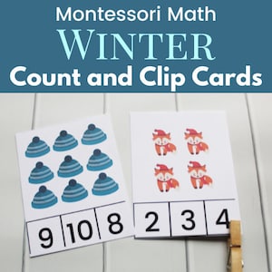 Winter Count Clip Cards, Montessori Math printable, homeschooling, Counting Clip Cards, Kindergarten math, preschool math, counting activity image 6