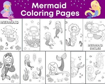 Mermaid Coloring Pages for Kids, Mermaid Coloring Sheets, Mermaid coloring for kids, Printable for kids coloring pages, Mermaid activities