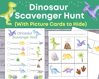 Dinosaur Scavenger Hunt Dinosaur Birthday Party Game Printable Activity ...