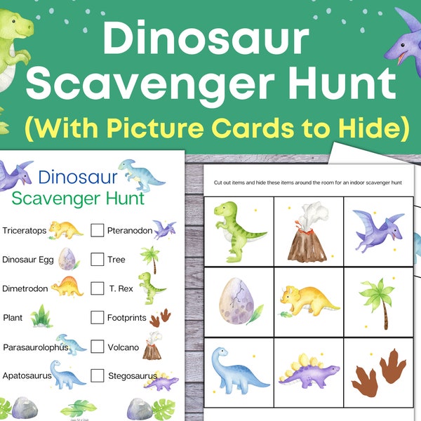 Dinosaur Scavenger Hunt, Dinosaur Treasure Hunt, Printable for Kids, Students Activity, Instant Download, birthday party Game for Kids