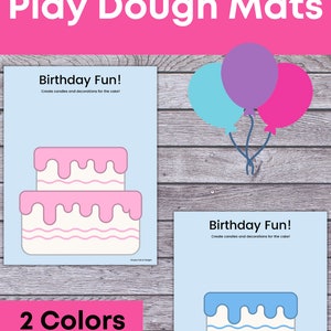 Birthday Party Favors for Kids, Printable Birthday Playdough Mats, Birthday printable for kids, Birthday Play dough mats, party bag ideas image 2