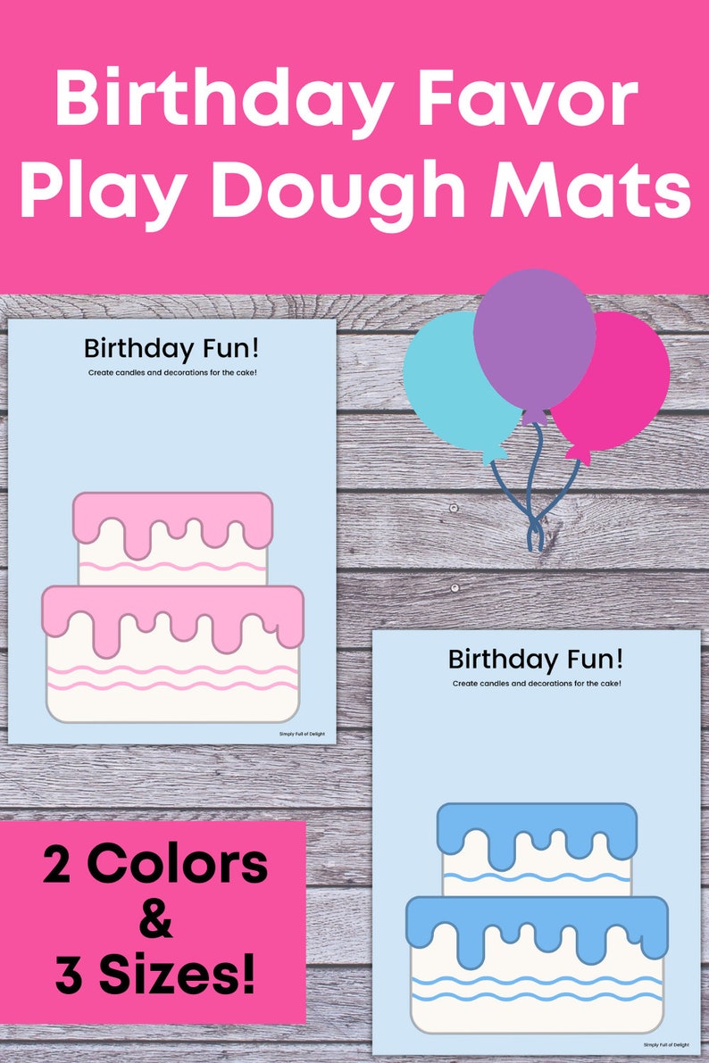 Birthday Party Favors for Kids, Printable Birthday Playdough Mats, Birthday printable for kids, Birthday Play dough mats, party bag ideas image 2
