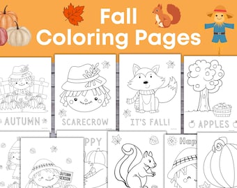 Fall Coloring Pages for Kids, Fall Coloring Sheets, Autumn coloring for kids, Printable for kids coloring pages, Scarecrow Coloring pages
