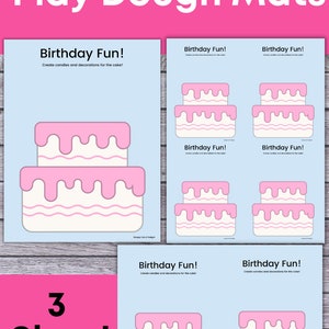 Birthday Party Favors for Kids, Printable Birthday Playdough Mats, Birthday printable for kids, Birthday Play dough mats, party bag ideas image 3