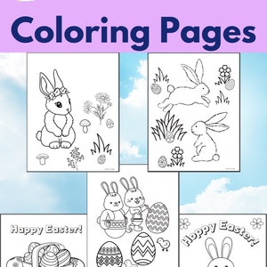 Easter Coloring Pages for Kids, Bunny Coloring Pages, Easter Coloring Sheets, Easter coloring for kids, Printable for kids coloring pages image 3