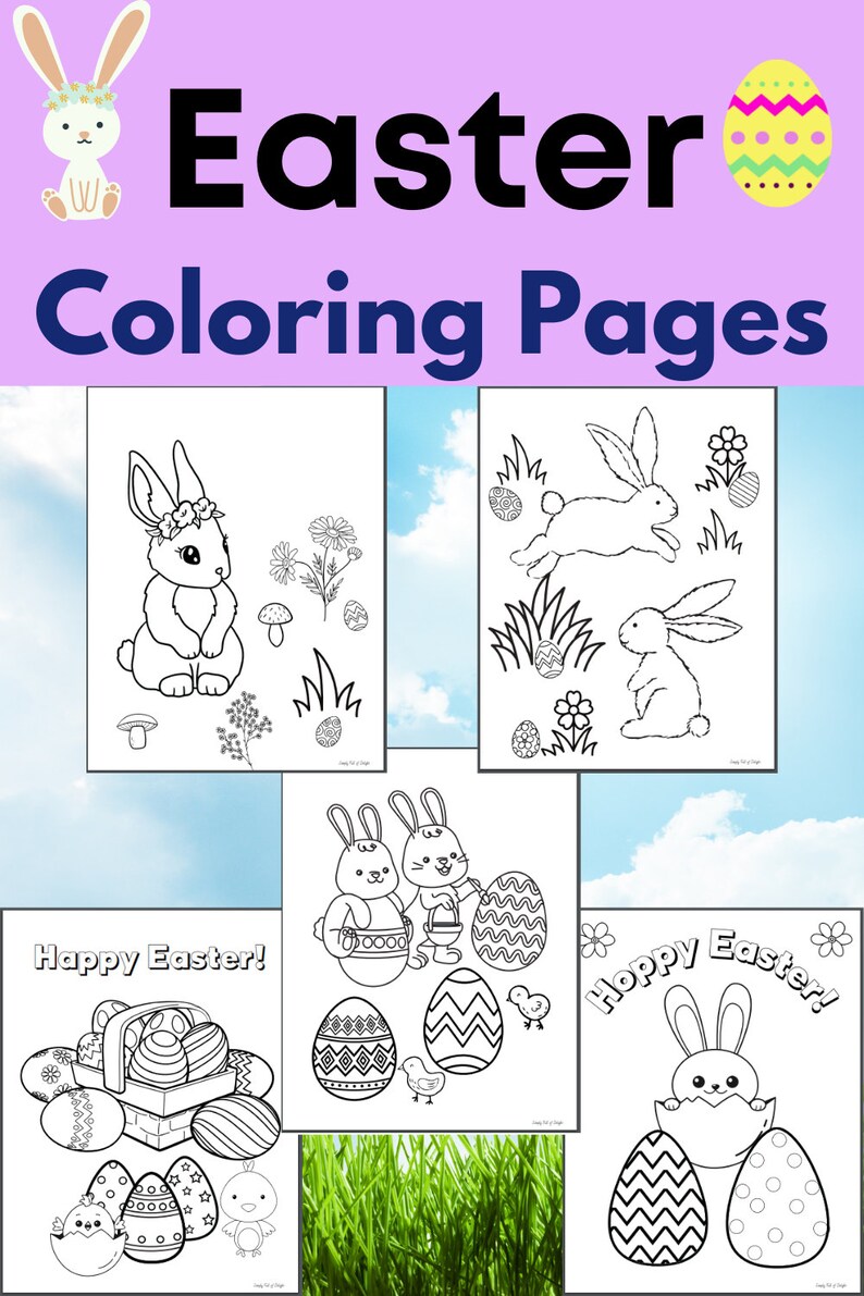 Easter Coloring Pages for Kids, Bunny Coloring Pages, Easter Coloring Sheets, Easter coloring for kids, Printable for kids coloring pages image 3