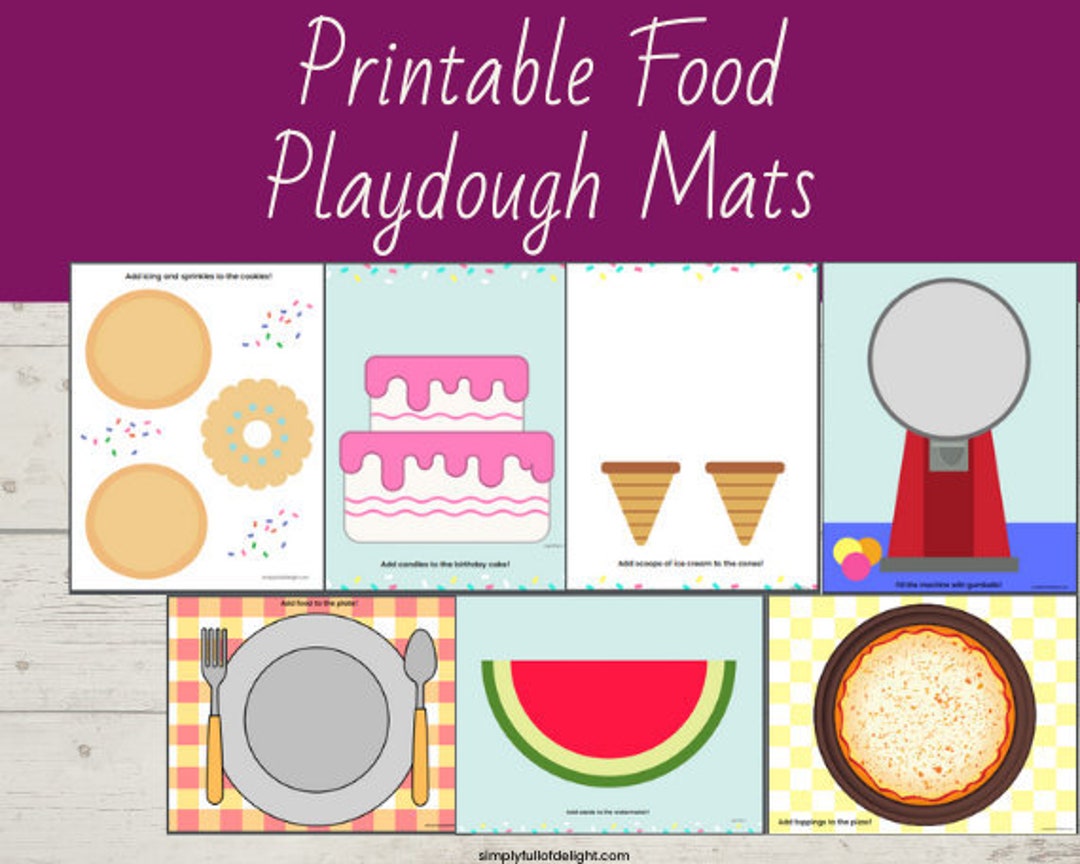 7 Printable Play Doh Mats, Food Play Dough Mats, Ice Cream Playdough