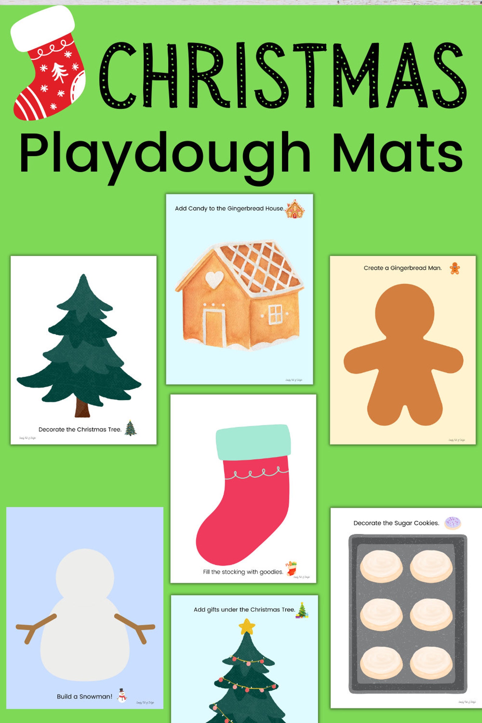 7 Christmas Playdough Mats Printable Play Doh Mats Christmas Etsy