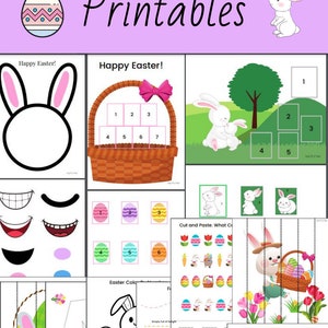 May include: A set of printable Easter-themed worksheets for preschoolers. The worksheets feature bunnies, eggs, baskets, and numbers. Happy Easter!
