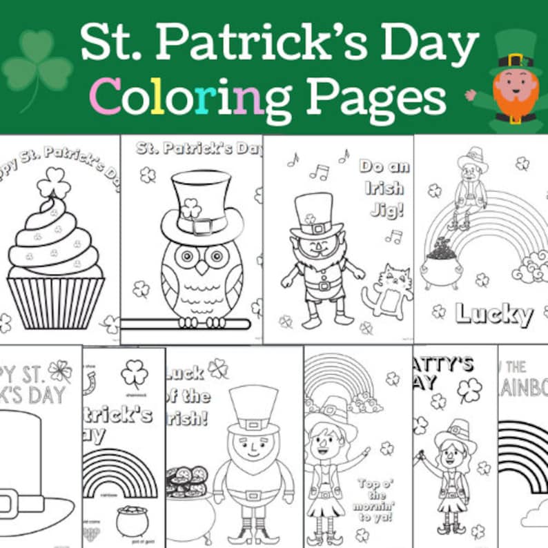 St. Patrick's Day Coloring Pages for Kids St Patricks - Etsy