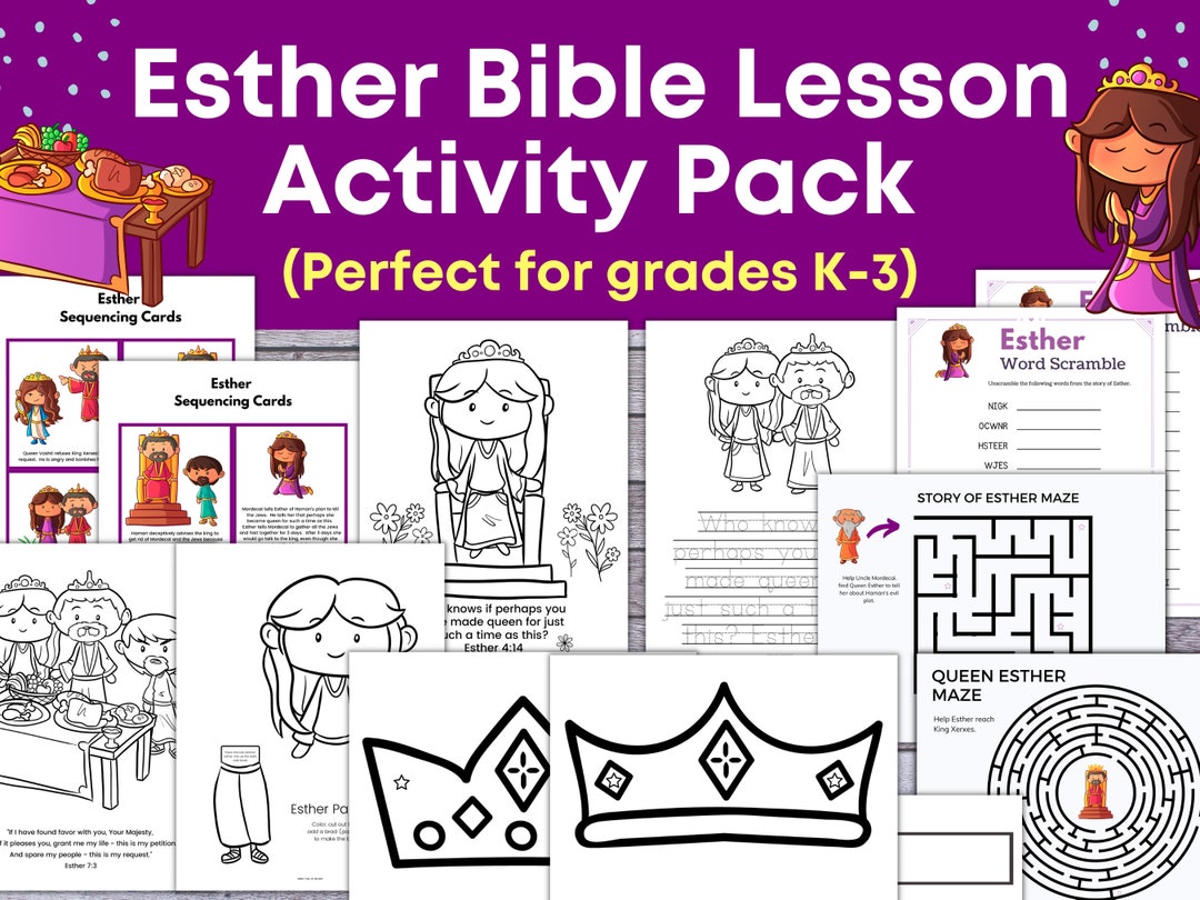 Queen Esther Bible Story, Queen Esther Activities and Games, Queen