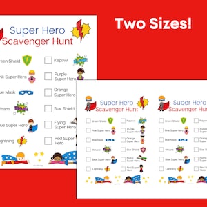 Super Hero Scavenger Hunt, Superhero Treasure Hunt, Printable for Kids, Students Activity, Instant Download, birthday party Game for Kids image 3