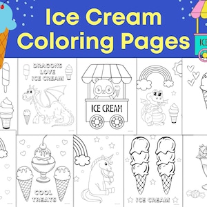 Ice Cream Coloring Pages for Kids, Ice Cream Coloring Sheets, Ice Cream coloring for kids, Printable for kids, summer coloring pages