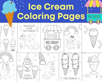 Ice Cream Coloring Pages for Kids, Ice Cream Coloring Sheets, Ice Cream coloring for kids, Printable for kids, summer coloring pages