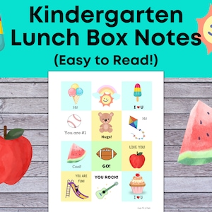 Lunch Box Notes for Kindergarten, kindergarten lunch box notes for non readers, cute Lunch Box Notes for Kids, 12 Lunchbox notes for kids