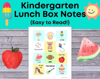 Lunch Box Notes for Kindergarten, kindergarten lunch box notes for non readers, cute Lunch Box Notes for Kids, 12 Lunchbox notes for kids