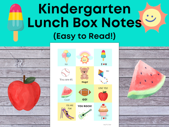 Lunch Box Notes for Kindergarten, kindergarten lunch box notes for non readers, cute Lunch Box Notes for Kids, 12 Lunchbox notes for kids