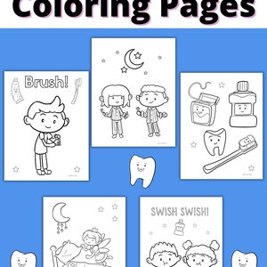 Dental Coloring Pages for Kids, Teeth Coloring Sheets, Tooth coloring pages for kids, Printable for kids coloring pages image 3