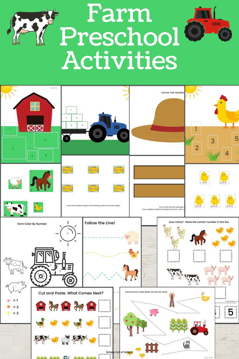 Farm Preschool Activities, farm printables, farm worksheets, preschool worksheets, farm preschool printable, farm busy book, homeschooling image 2