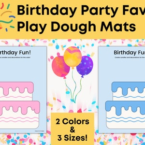 Birthday Party Favors for Kids, Printable Birthday Playdough Mats, Birthday printable for kids, Birthday Play dough mats, party bag ideas image 6