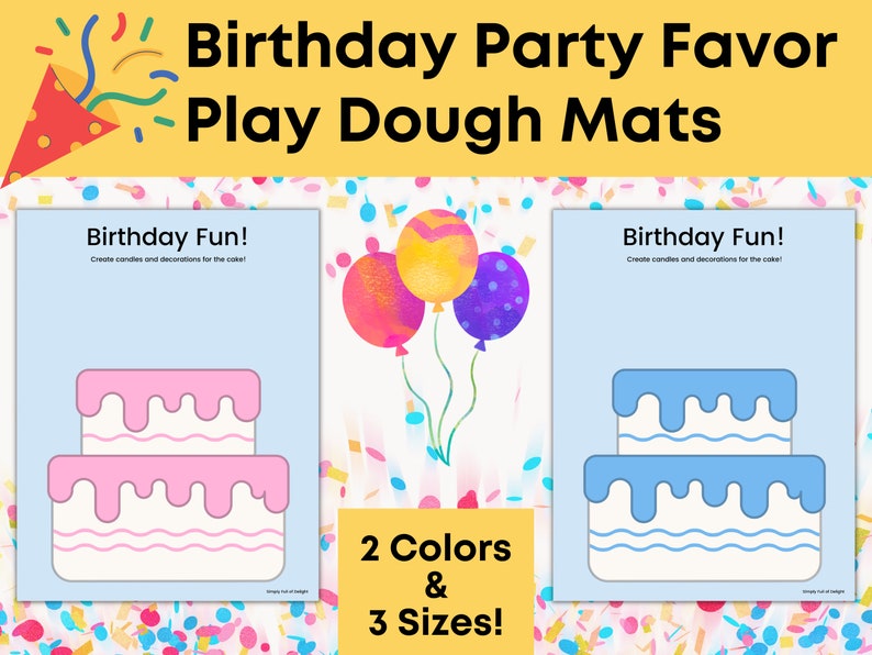 Birthday Party Favors for Kids, Printable Birthday Playdough Mats, Birthday printable for kids, Birthday Play dough mats, party bag ideas image 6