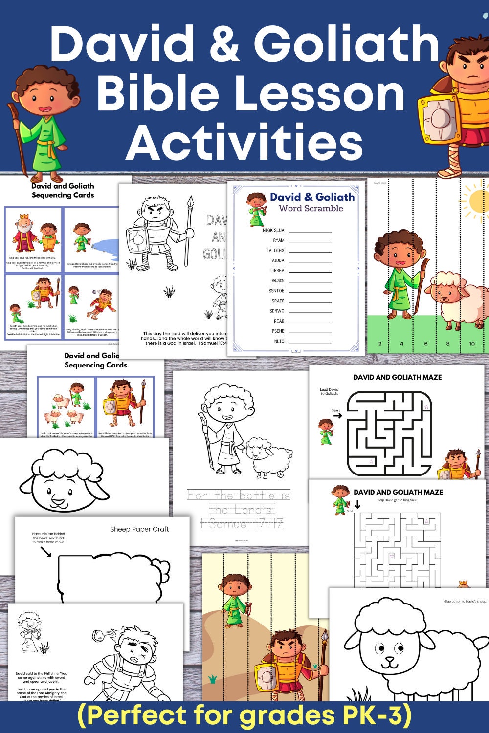 David and Goliath Sunday School Lesson, David and Goliath Worksheet