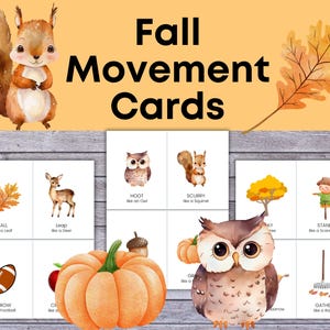 Schede di movimento autunnale per bambini, schede di attività motorie grossolane per la scuola materna, istruzione parentale, attività del Circle Time, schede di azione autunnale stampabili