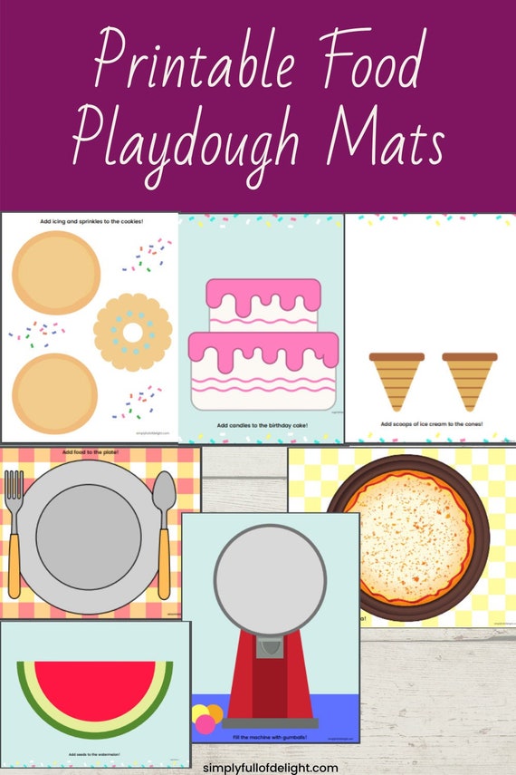 7 Printable Play Doh Mats, Food Play Dough Mats, Ice Cream Playdough Mat,  Pizza Playdough Mat, Gumball Machine Play Dough Mat 