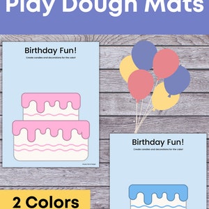 Birthday Party Favors for Kids, Printable Birthday Playdough Mats, Birthday printable for kids, Birthday Play dough mats, party bag ideas image 4