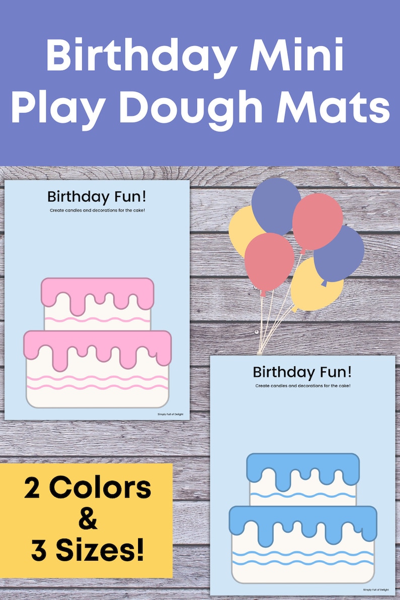 Birthday Party Favors for Kids, Printable Birthday Playdough Mats, Birthday printable for kids, Birthday Play dough mats, party bag ideas image 4