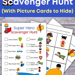 Super Hero Scavenger Hunt, Superhero Treasure Hunt, Printable for Kids, Students Activity, Instant Download, birthday party Game for Kids image 2