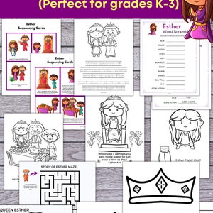 Queen Esther Bible Story, Queen Esther activities and games, Queen Esther Craft, Kids Bible Class, Sunday School Lesson Plans image 2