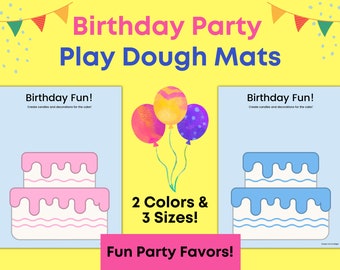 Birthday Party Favors for Kids, Printable Birthday Playdough Mats, Birthday printable for kids, Birthday Play dough mats, party bag ideas