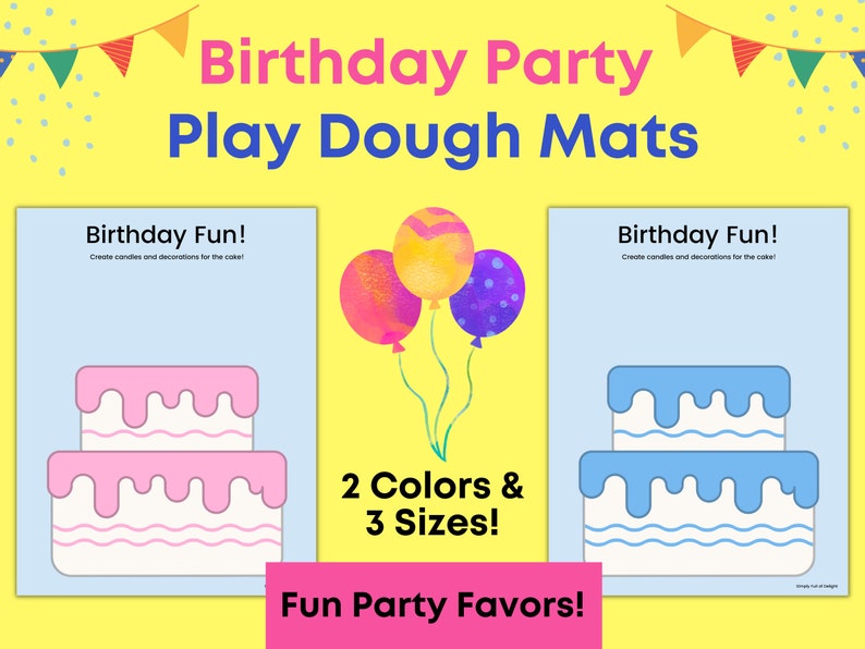 Birthday Party Favors for Kids, Printable Birthday Playdough Mats, Birthday printable for kids, Birthday Play dough mats, party bag ideas image 1