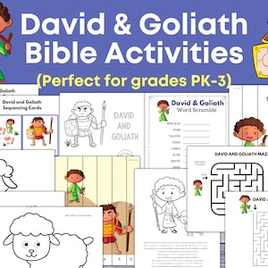 David en Goliath zondagsschoolles, David en Goliath-werkblad, David en Goliath-activiteiten, David en Goliath knutselen, bijbelklas voor kinderen