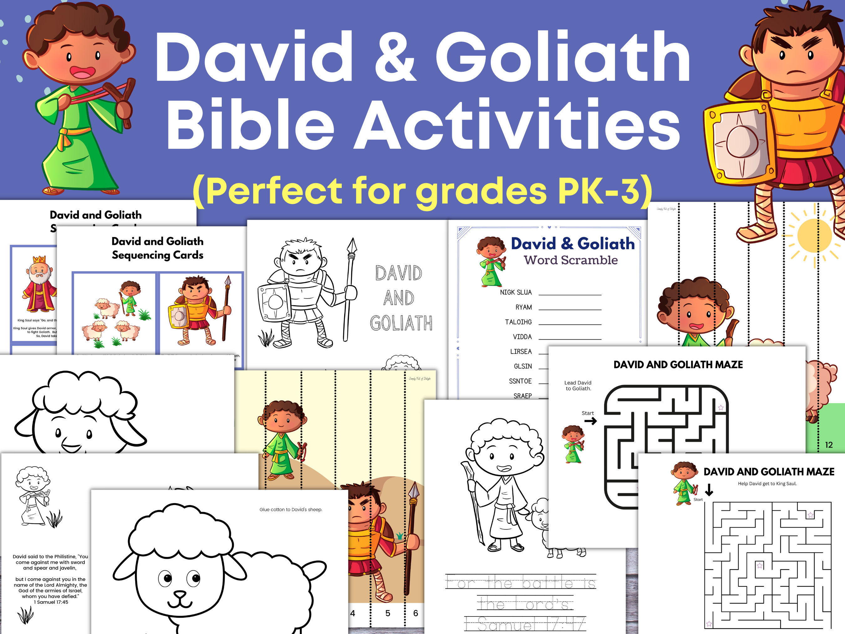 David and Goliath Sunday School Lesson, David and Goliath Worksheet, David and Goliath ...