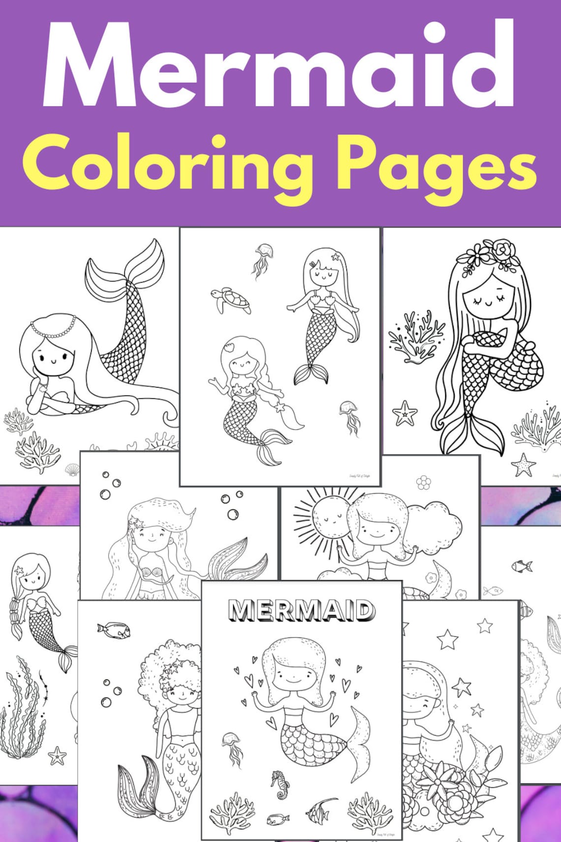 Mermaid Coloring Pages for Kids, Mermaid Coloring Sheets, Mermaid ...