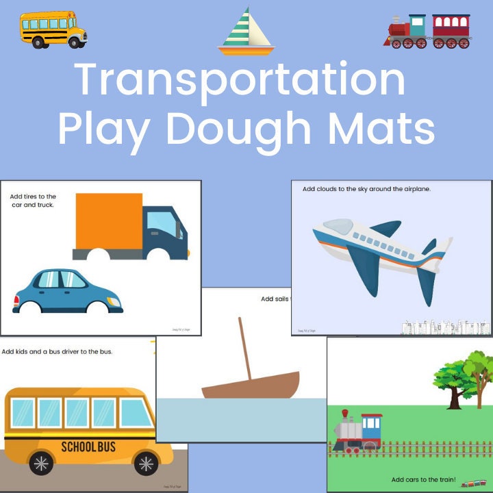 5 Printable Play doh Mats Transportation play dough Mats Car Etsy