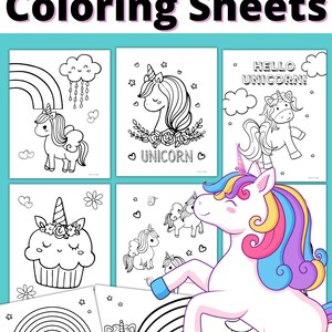 Unicorn Coloring Pages for Kids, Unicorn Coloring Sheets, Unicorn coloring for kids, Printable for kids coloring pages, Unicorn activities image 2