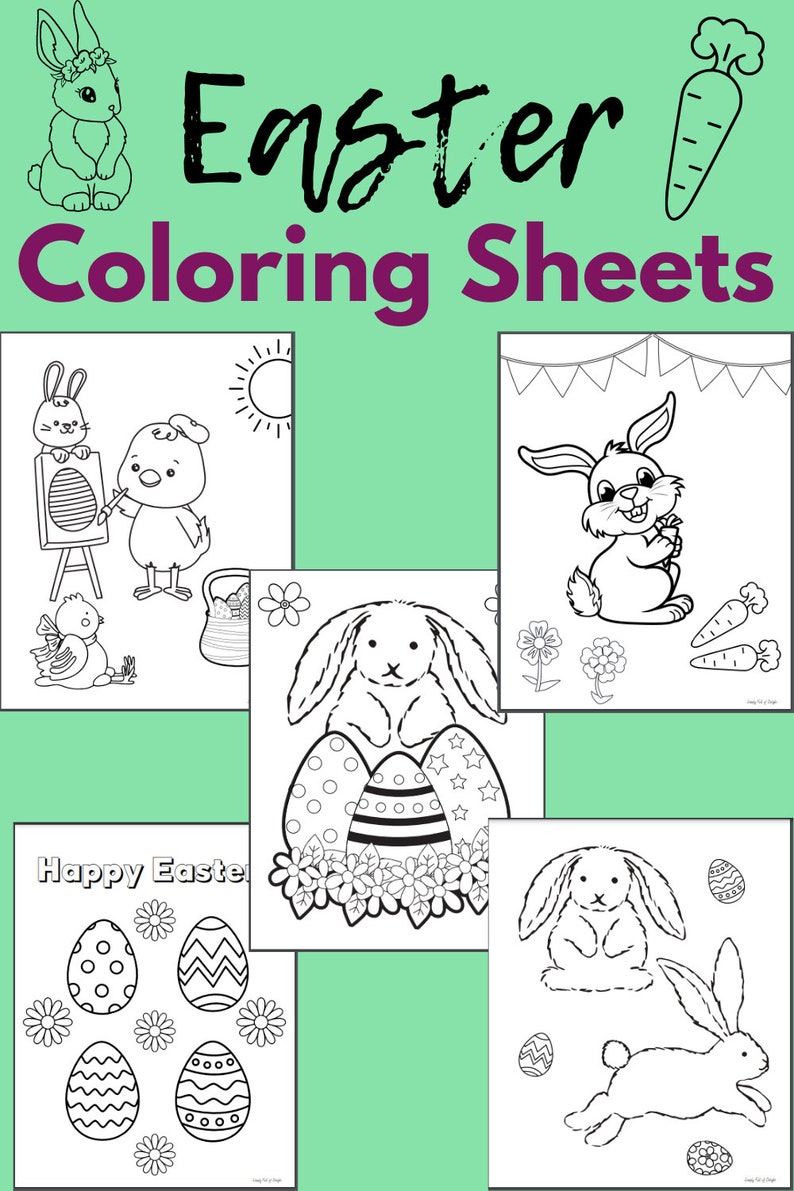 Easter Coloring Pages for Kids, Bunny Coloring Pages, Easter Coloring Sheets, Easter coloring for kids, Printable for kids coloring pages image 5