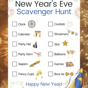 New Years Scavenger Hunt with Cards to Hide, NYE Scavenger Hunt, Printable for Kids, Instant Download, New Years Eve Game for Kids image 5