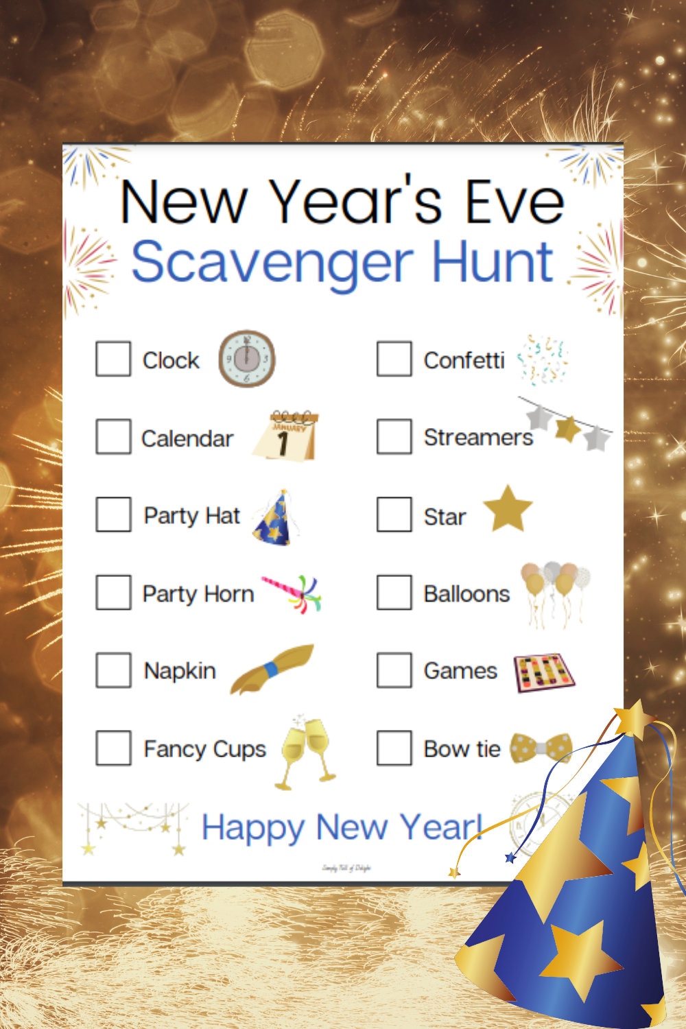 New Years Scavenger Hunt With Cards to Hide, NYE Scavenger Hunt ...