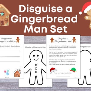 Disguise a Gingerbread Man Set, Gingerbread Man Project, Christmas Activity, Printable for Kids, Instant Download, Christmas Craft for Kids