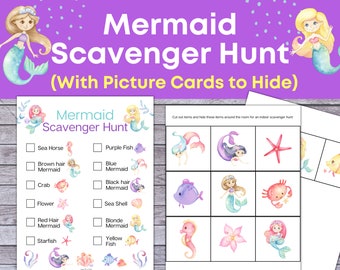 Mermaid Scavenger Hunt, Mermaid Treasure Hunt, Printable for Kids, Students Activity, Instant Download, birthday party Game for Kids