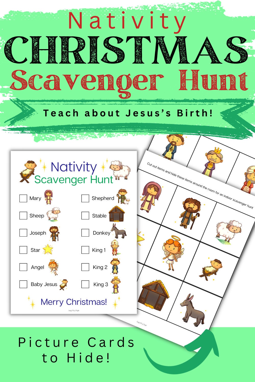 Nativity Scavenger Hunt, Christmas Scavenger Hunt With Cards to Hide