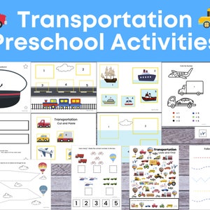 Transportation Preschool Activities, Transportation printables, transportation worksheets, preschool worksheets, car preschool printable